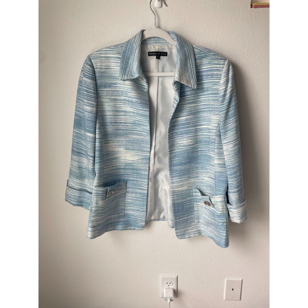 Office siren blue blazer 16 Preston York Y2K space dye tweed jacket top